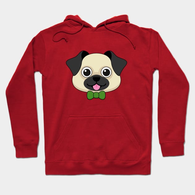 Cute Happy Pug Dog with Papillon Hoodie by BirdAtWork